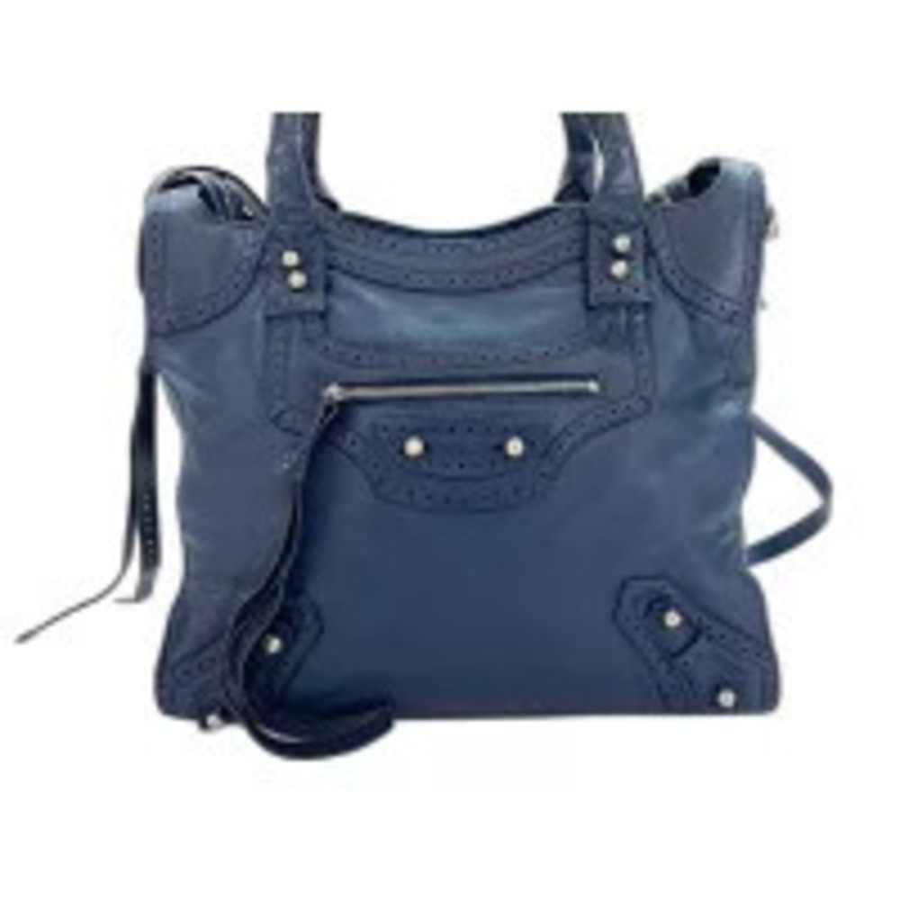 Balenciaga Rivacity Paper Shoulder Bag Leather Navy Blue